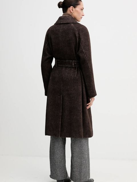 Sisley płaszcz z dodatkiem wełny kolor brązowy 21FKLN06C