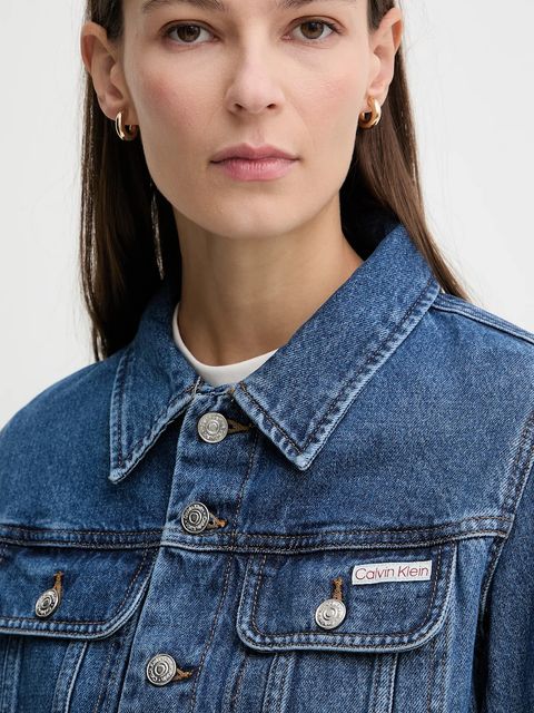 Calvin Klein Jeans kurtka jeansowa kolor niebieski przejściowa LV047E629G