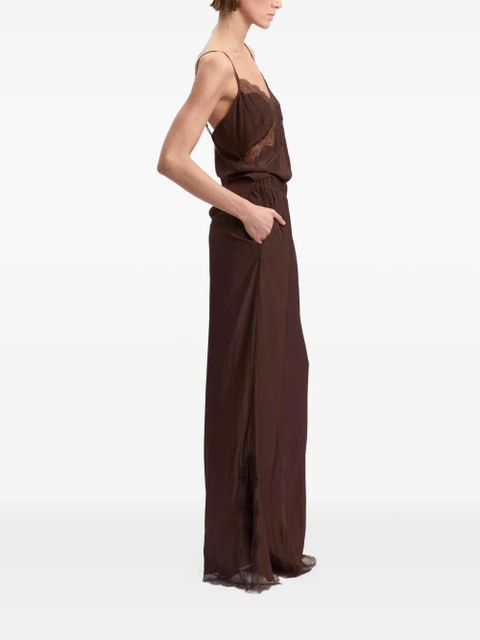16Arlington Ricci lace-trim satin palazzo pants - Brown