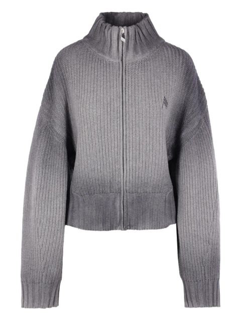 The Attico zip logo-embroidered sweater - Grey - zdjęcie produktu nr 1