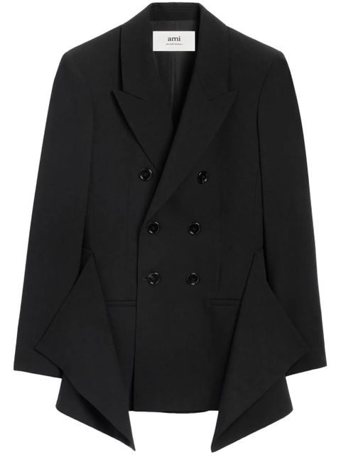 AMI Paris draped-panel virgin wool blazer - Black - zdjęcie produktu nr 1