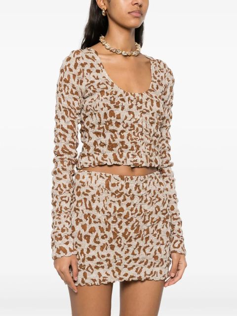 Nanushka graphic-print cropped top - Neutrals