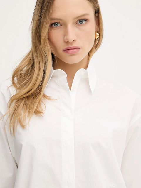 Pinko koszula bawełniana damska kolor biały relaxed z kołnierzykiem klasycznym 102476 A2CR