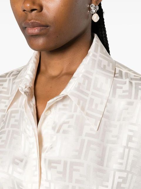 FENDI FF-jacquard silk shirt - Neutrals