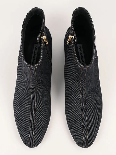 Karl Lagerfeld botki skórzane BONNIE damskie kolor granatowy na słupku KL30351A