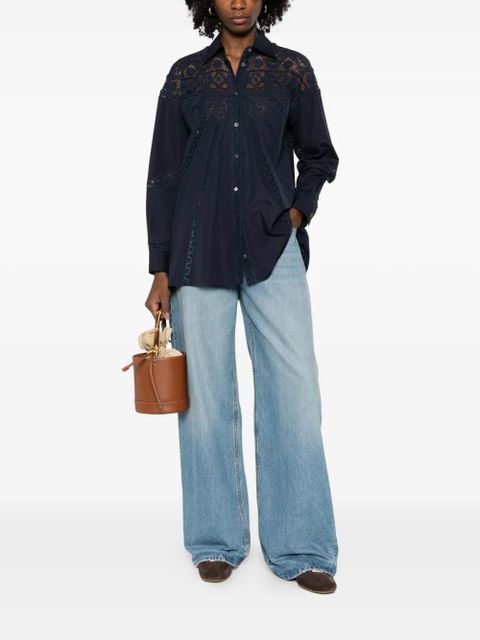 LOEWE x Paula's Ibiza lace buttoned shirt - Blue - zdjęcie produktu nr 2