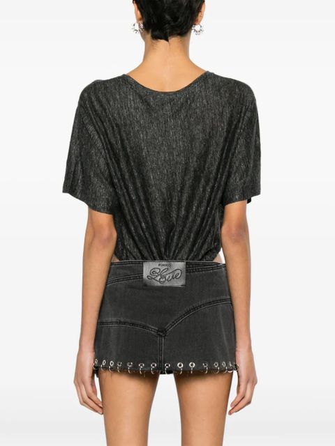 PINKO high-cut linen bodysuit - Black