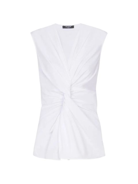 Balmain draped V-neck blouse - White - zdjęcie produktu nr 1