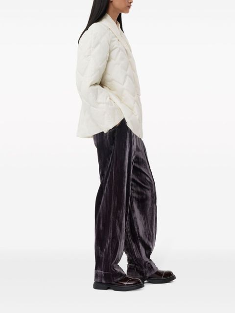 GANNI pointed-collar diamond quilting jacket - White