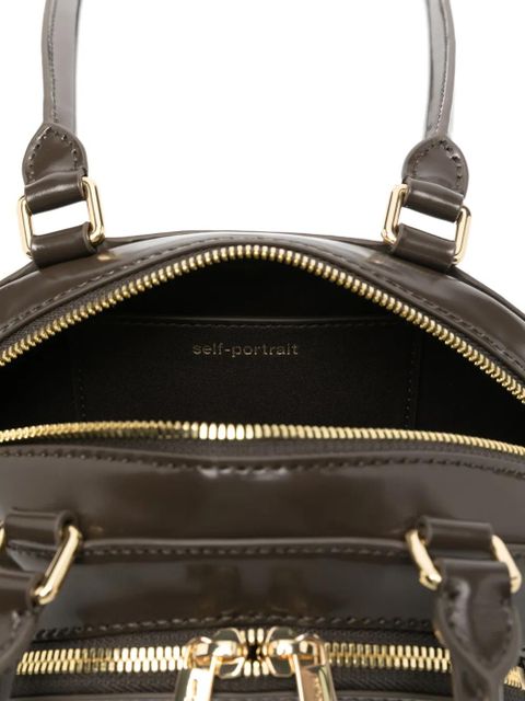 Self-Portrait Curved Charm shoulder bag - Brown