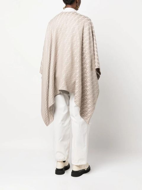 FENDI FF-monogram knitted cape - Neutrals