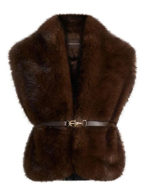 Manière De Voir Lira faux-fur belted gilet - Brown - zdjęcie produktu nr 1