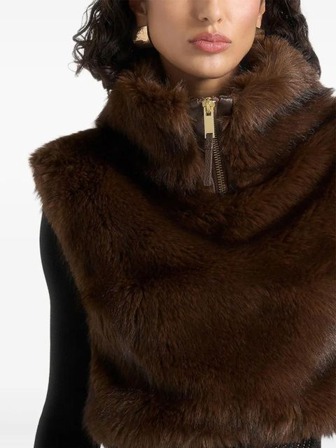 Manière De Voir Nyla high-neck zip vest - Brown