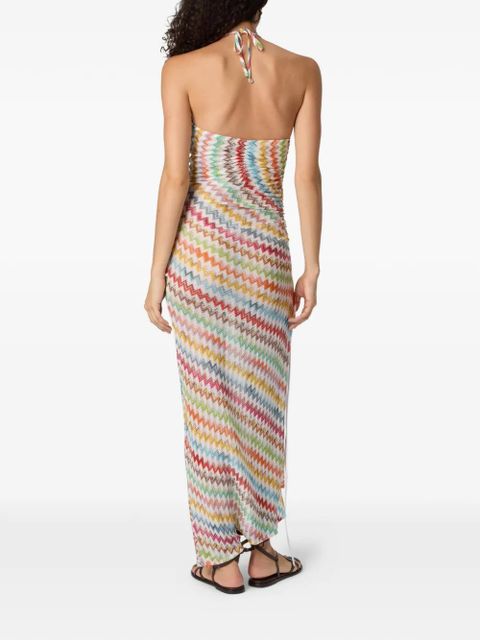 Missoni zigzag halterneck beach dress - White