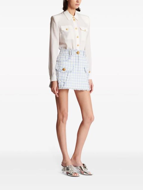 Balmain gingham-pattern A-line miniskirt - Blue - zdjęcie produktu nr 2