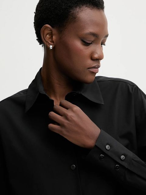 La Mania koszula bawełniana ZENITH damska kolor czarny relaxed z kołnierzykiem klasycznym ZENITH