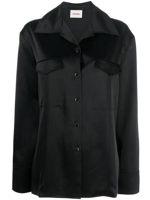 Nanushka Justina satin long-sleeve shirt - Black - zdjęcie produktu nr 1
