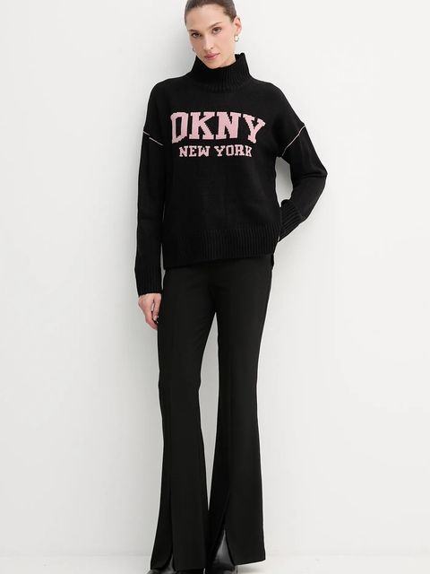 Dkny sweter damski kolor czarny z półgolfem DJ4R0386