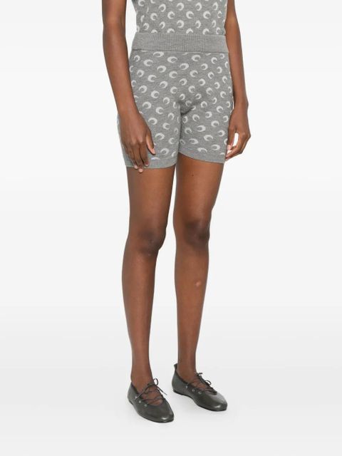 Marine Serre Moon jacquard knitted shorts - Grey