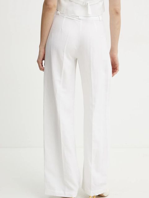 ERMANNO Firenze spodnie damskie kolor biały szerokie high waist 56TP029ES1