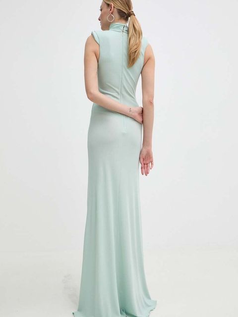 Elisabetta Franchi sukienka kolor turkusowy maxi dopasowana AB64742E2