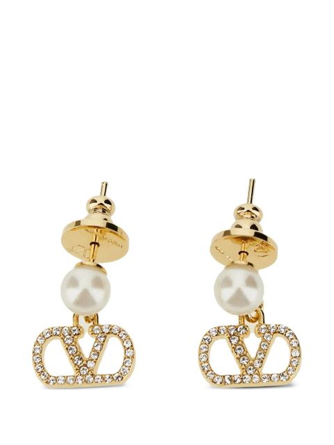 Valentino Garavani VLongo Signature pearl crystal earrings - Gold - zdjęcie produktu nr 1
