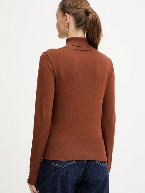 Morgan sweter damski kolor brązowy lekki z golfem MFLORIA - zdjęcie produktu nr 2