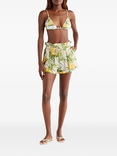 FARM Rio pineapple-print ruffled shorts - Neutrals - zdjęcie produktu nr 2