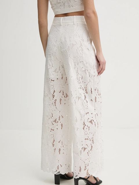 ISABELLE BLANCHE spodnie damskie kolor biały szerokie high waist IS25SS-P136-T020