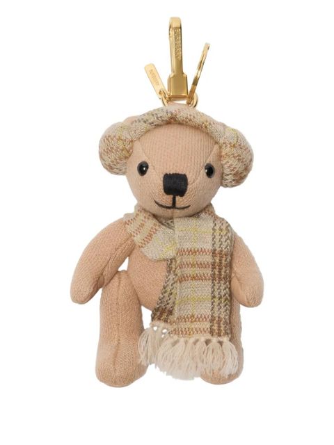 Burberry Thomas Bear checked-scarf bag charm - Neutrals - zdjęcie produktu nr 1