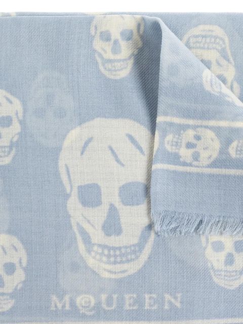 Alexander McQueen skull fringed scarf - Blue