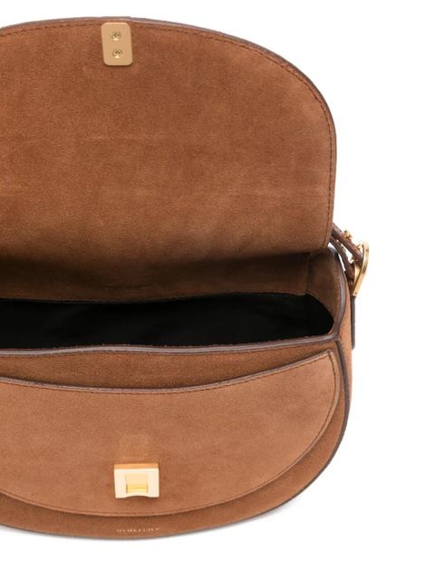 DeMellier Siena padlock suede cross body bag - Brown