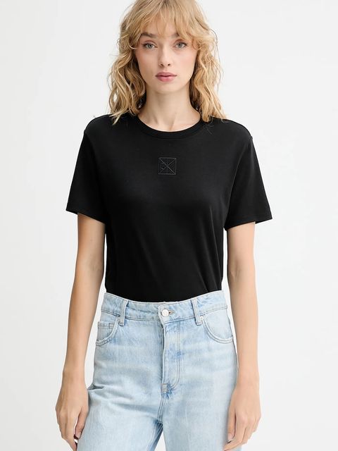 Calvin Klein t-shirt bawełniany damski kolor czarny LV044D201G - zdjęcie produktu nr 1