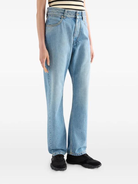 Jil Sander multi-stitched logo regular denim trousers - Blue