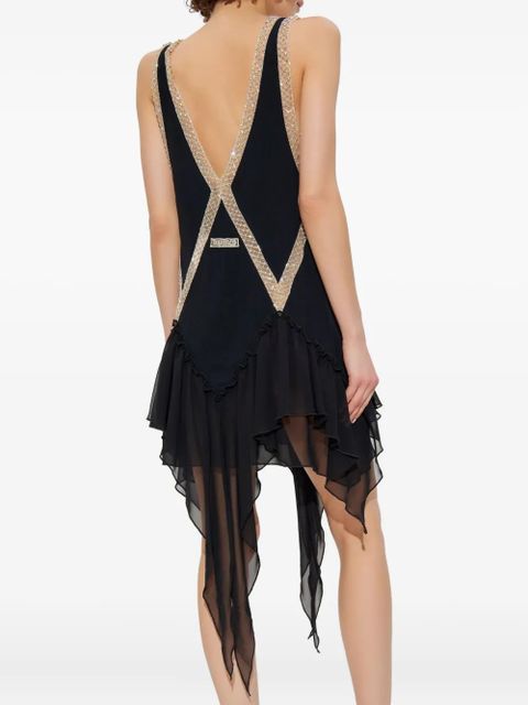 The Attico embellished ruffled mini dress - Black