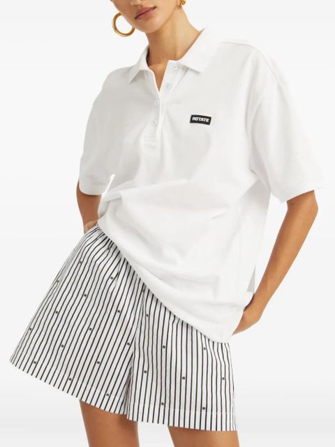 ROTATE BIRGER CHRISTENSEN logo-plaque cotton polo top - White