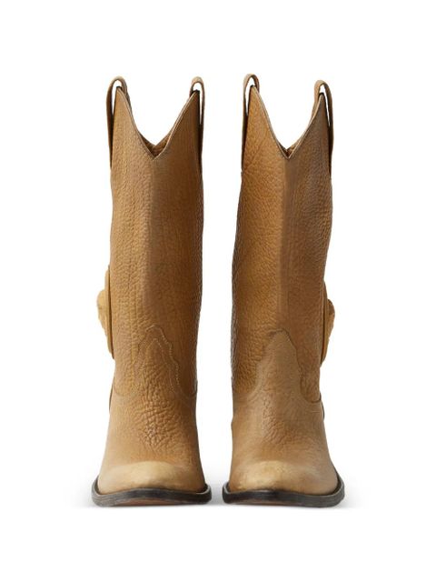 Versace Medusa-patch cowboy boots - Neutrals