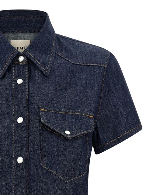 KHAITE snap button cotton denim shirt - Blue