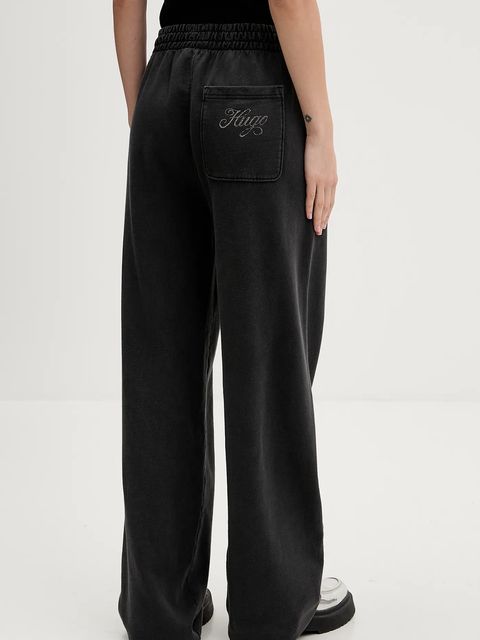 Hugo Blue spodnie dresowe bawełniane damskie kolor szary gładkie 50547956 - zdjęcie produktu nr 2