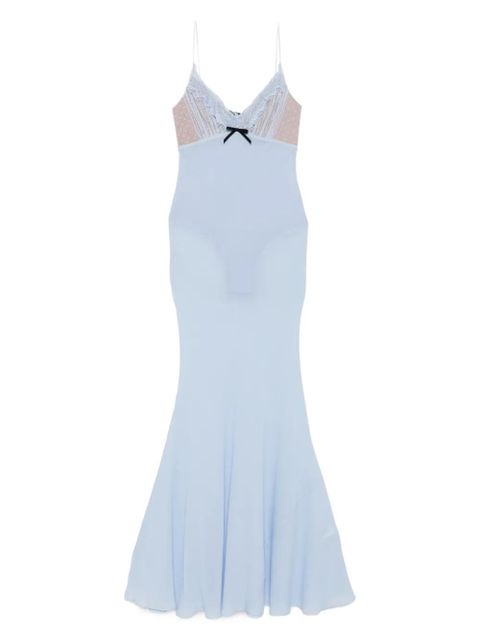 Self-Portrait lace-trimmed slip maxi dress - Blue - zdjęcie produktu nr 1