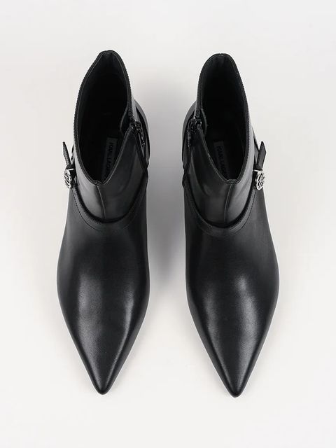 Karl Lagerfeld botki skórzane PASHA damskie kolor czarny na szpilce KL30168