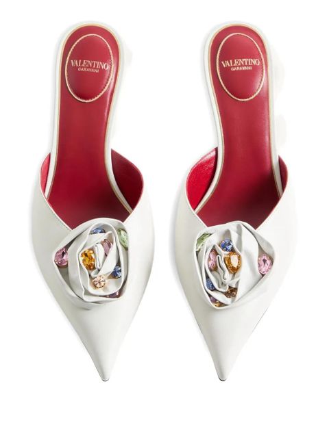 Valentino Garavani 55mm Drip Rose leather mules - White - zdjęcie produktu nr 2