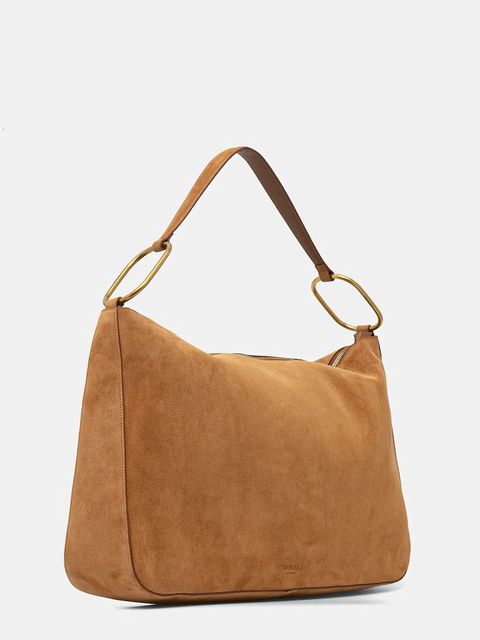 Twinset torebka zamszowa kolor brązowy 261TB7085
