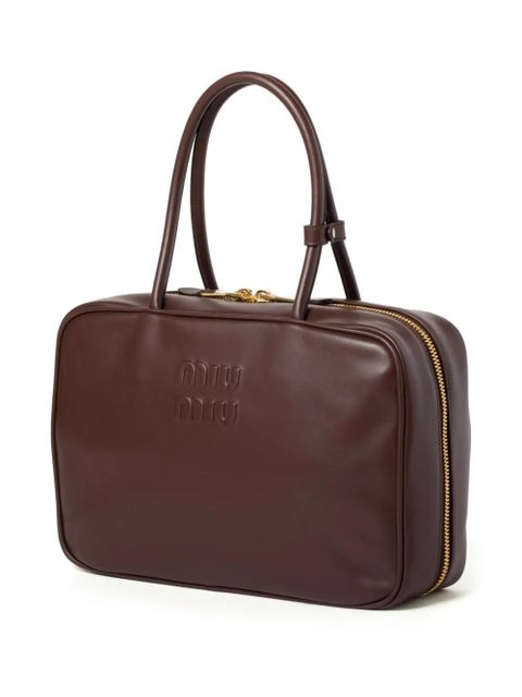 Miu Miu Beau logo-debossed leather bag - Brown