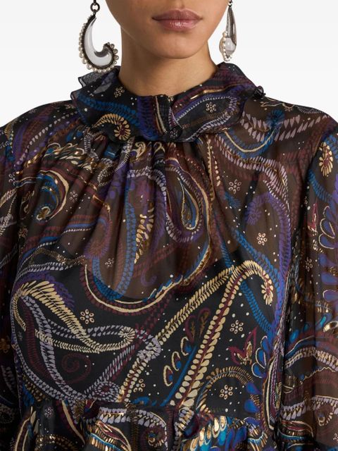 ETRO ruffled paisley foliage mini dress - Black - zdjęcie produktu nr 2