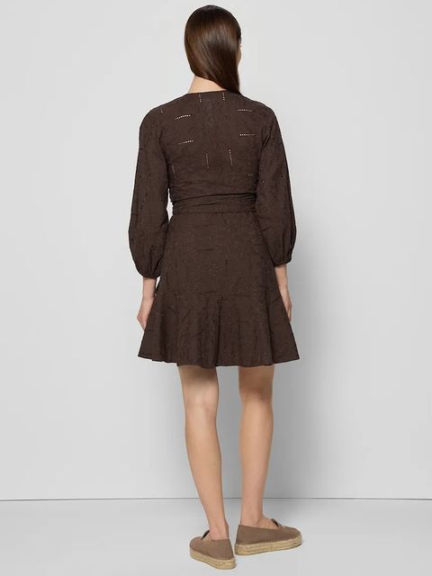 Bizuu sukienka bawełniana AMBROSIA kolor brązowy mini rozkloszowana AMBROSIA BRĄZOWY