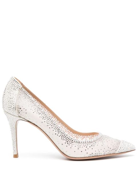 Gianvito Rossi Rania 85mm rhinestone pumps - White - zdjęcie produktu nr 1