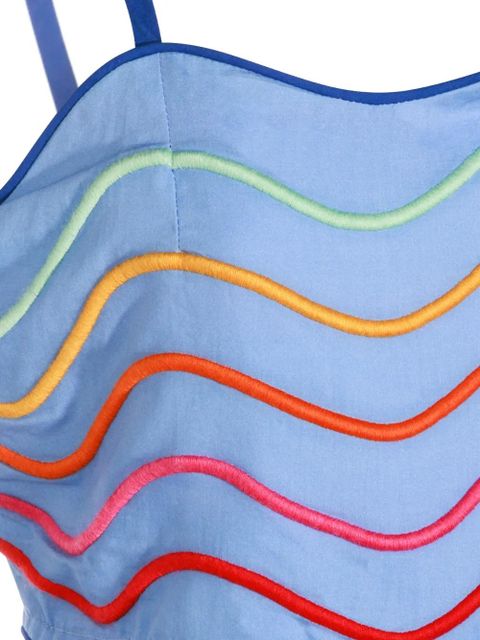 FARM Rio dream landscape embroidered midi dress - Blue