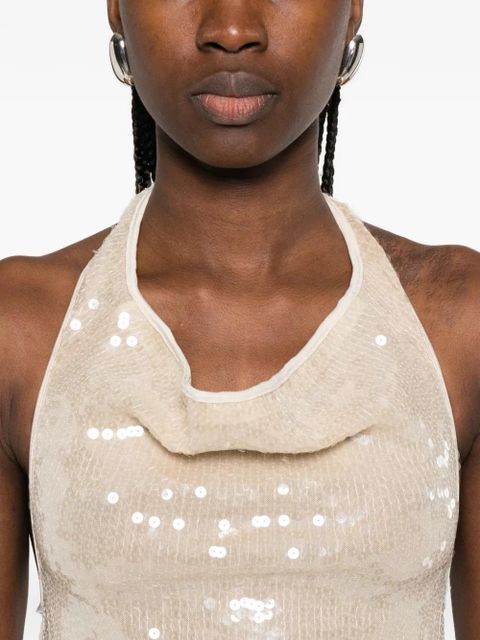 Oséree halterneck midi dress - Neutrals