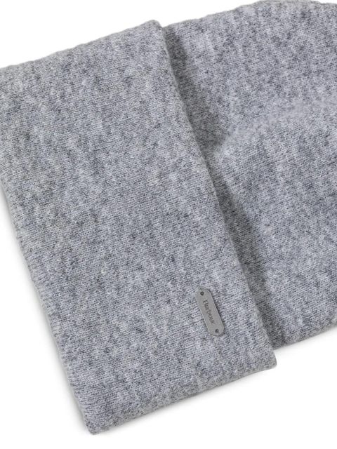 Barbour logo-plaque beanie hat and scarf set - Grey
